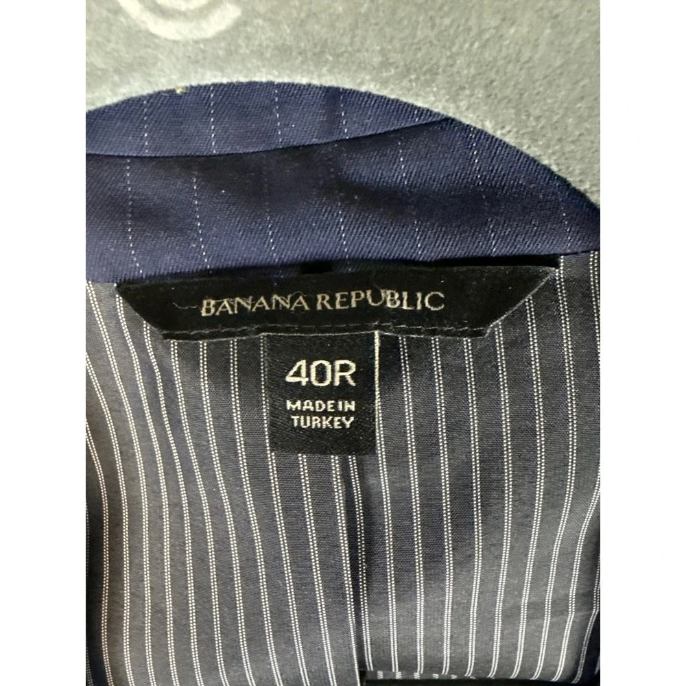 Banana Republic Navy Pinstripe Slim Fit 2 Button Notch Lapel‎ Blazer Jacket 40 R